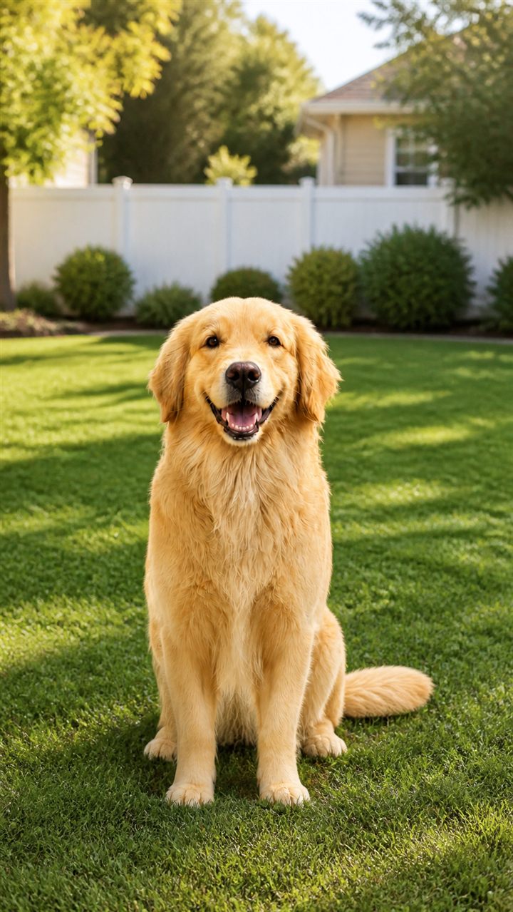 分镜1,庭院中的金毛犬